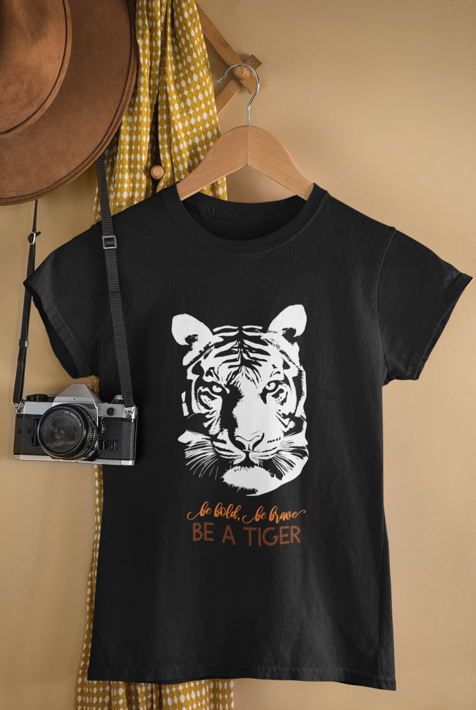 Be Bold Be Brave - Inspirational Statement Round Neck Cotton Printed T ...
